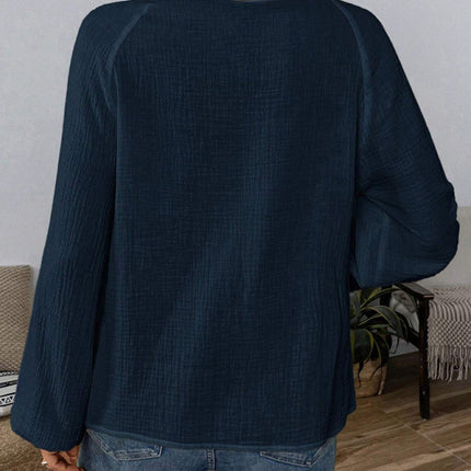 Ethnic style casual V-neck embroidered cotton top