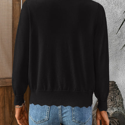 New V-neck long-sleeved knitted cardigan solid color jacket