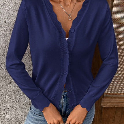 New V-neck long-sleeved knitted cardigan solid color jacket