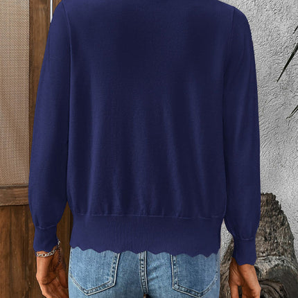 New V-neck long-sleeved knitted cardigan solid color jacket