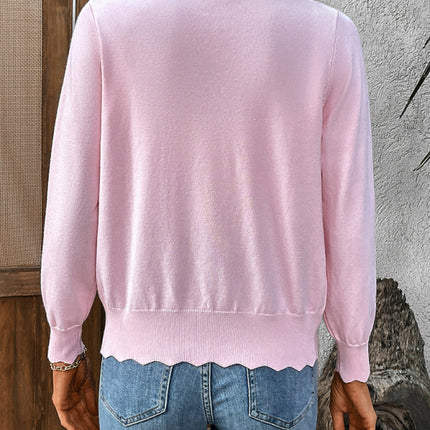 New V-neck long-sleeved knitted cardigan solid color jacket