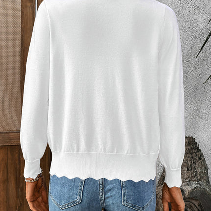 New V-neck long-sleeved knitted cardigan solid color jacket