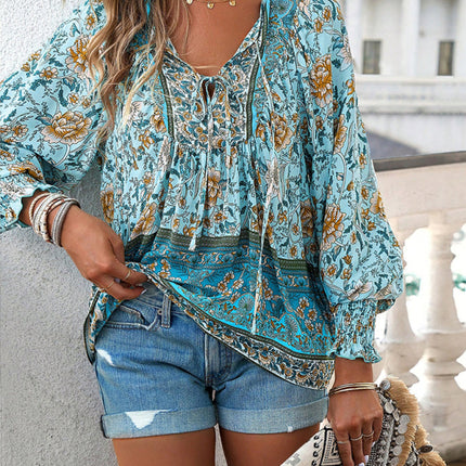 Casual holiday print long-sleeved T-shirt top shirt