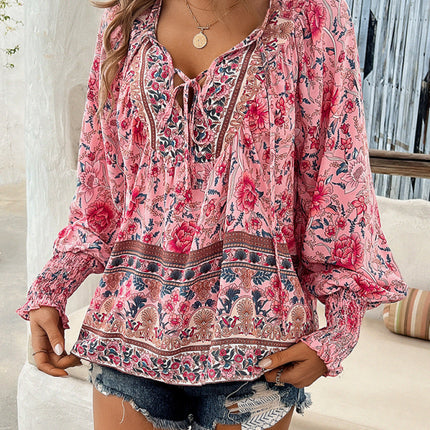 Casual holiday print long-sleeved T-shirt top shirt