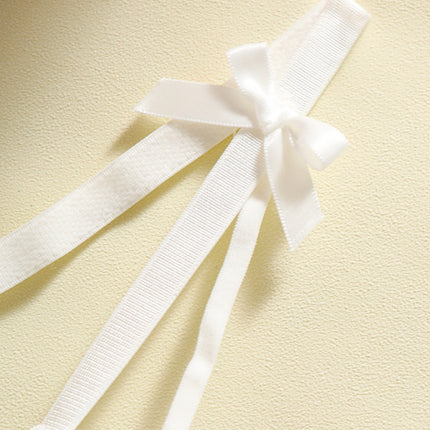 Heart-embroidered mesh see-through bow sexy lingerie two-piece set