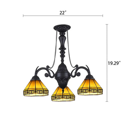 ASTON Tiffany-Style Mission Stained Glass Mini Chandelier 20.5"