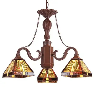 "INNES" Tiffany-style Mission 3 Light Mini Chandelier 23" Wide