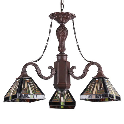 "INNES" Tiffany-style Mission 3 Light Mini Chandelier 23" Wide