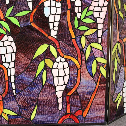 CORINTH Tiffany-Style Stained Glass Grape Design Fireplace Screen