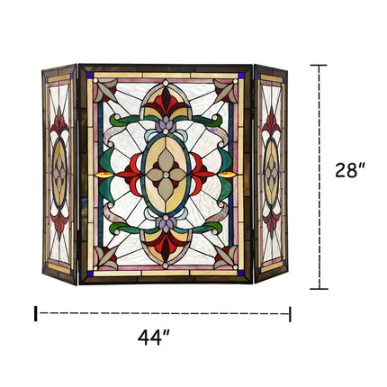 AYLEE Pantalla de chimenea victoriana plegable estilo Tiffany de 3 piezas