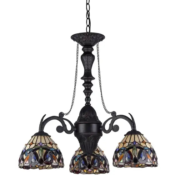 "SERENITY" Tiffany-style Victorian 3 Light Mini Chandelier 20.5" Wide