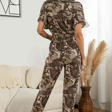 Surplice Neck Tied Short Sleeve Jumpsuit