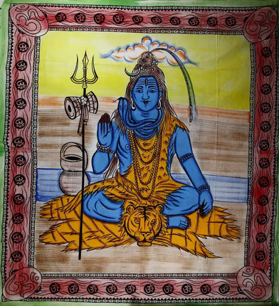 Third Eye Shiva with Trishul & Om Tapestry