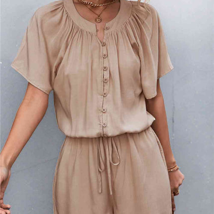 Buttoned Gather Detail Romper