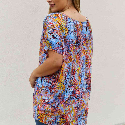 Be Stage Full Size Printed Dolman Flowy Top