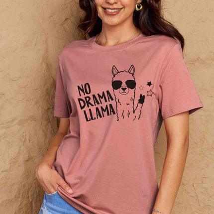 Simply Love Full Size NO DRAMA LLAMA Graphic Cotton Tee