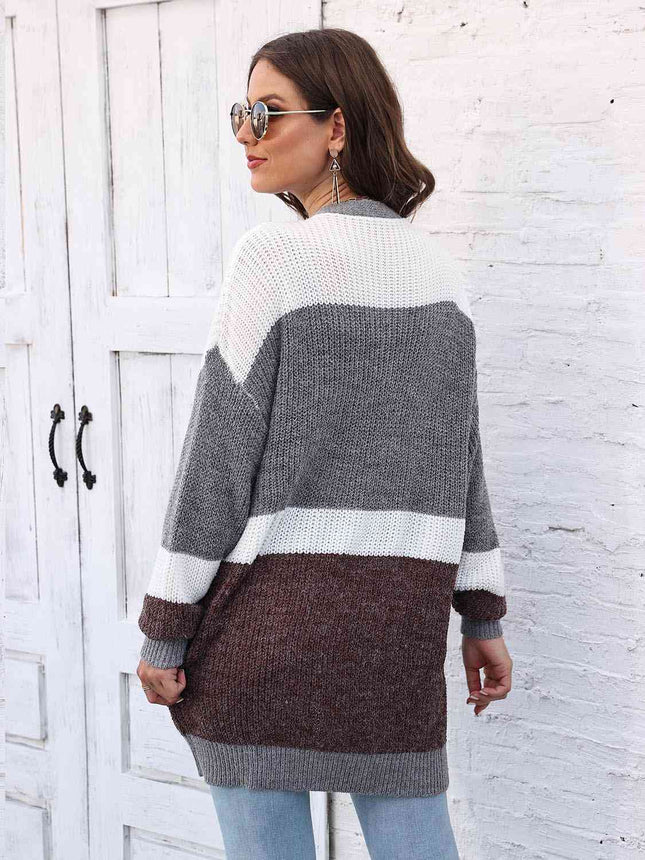 Color Block Open Front Cardigan