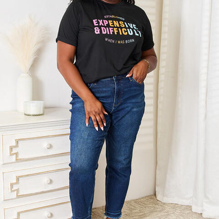 Simply Love Slogan Graphic Cuffed Sleeve T-Shirt