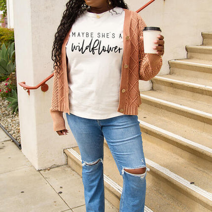 Simply Love Full Size MAYBE SHE'S A WILDFLOWER Short Sleeve T-Shirt
