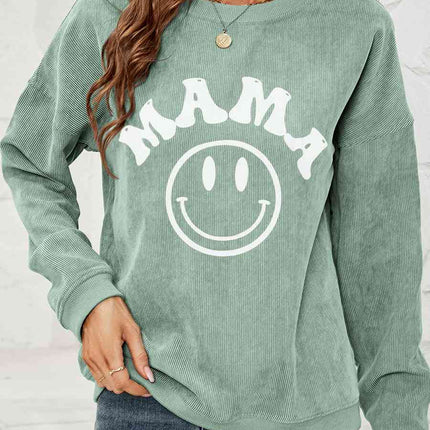 Round Neck Long Sleeve MAMA Graphic Sweatshirt