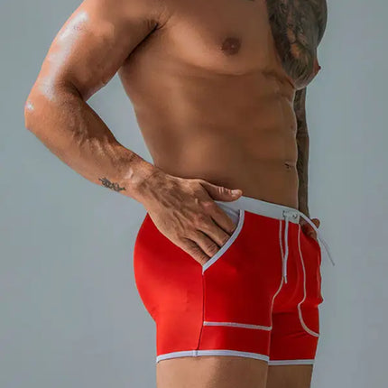 Bañador tipo bóxer de nailon con bolsillo grande para hombre 