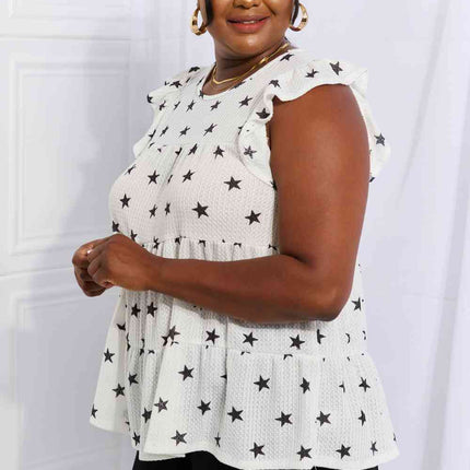 Heimish Shine Bright Full Size Butterfly Sleeve Star Print Top