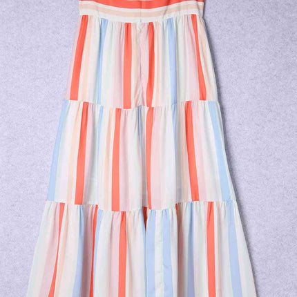 Striped Strapless Sweetheart Neck Dress
