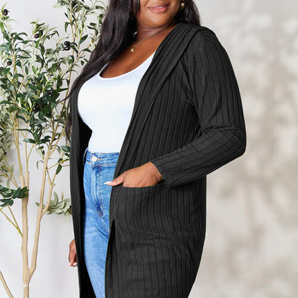 Basic Bae Full Size Hooded Sweater Cardigan - Vickie Lynn's