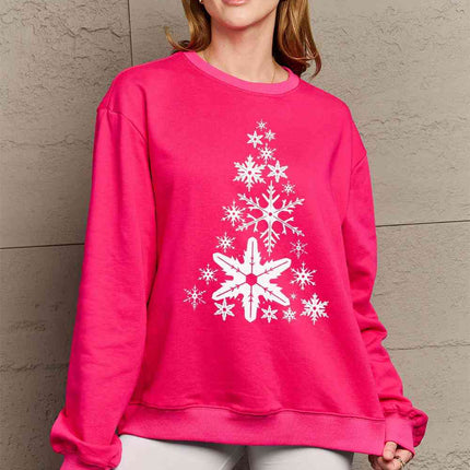 Simply Love Full Size Snowflake Christmas Tree Graphic Sweatshirt