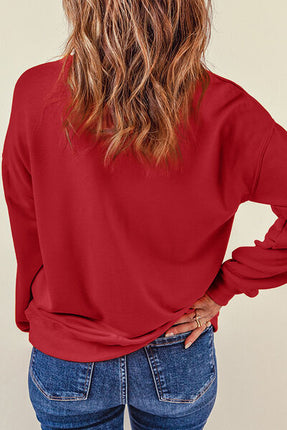 Heart Round Neck Dropped Shoulder Sweatshirt - Vickie Lynn's