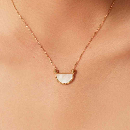 Stainless Steel Semi Circle Pendant Necklace
