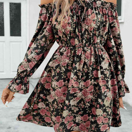 Floral Off-Shoulder Flounce Sleeve Dress