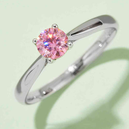 Moissanite Contrast 925 Sterling Silver Solitaire Ring