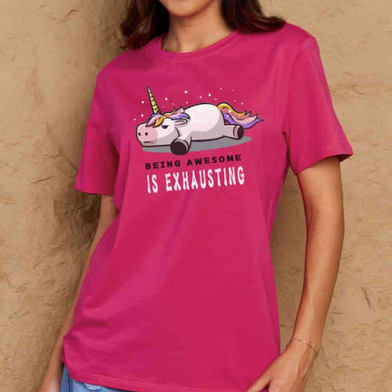 Simply Love Full Size BEING AWESOME IS EXHAUSTING Graphic Cotton Tee