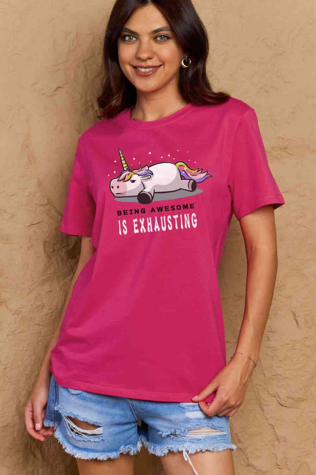 Simply Love Full Size BEING AWESOME IS EXHAUSTING Graphic Cotton Tee