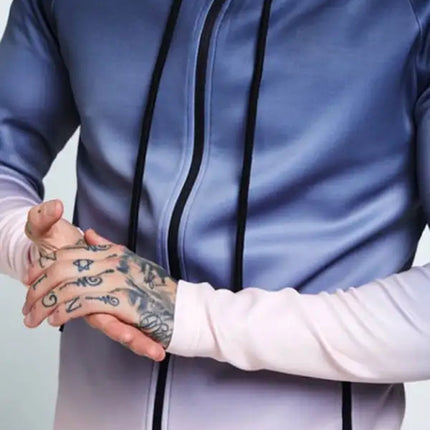 Men's Gradient Zip Cardigan Long Sleeve Hooded Sweatshirt
