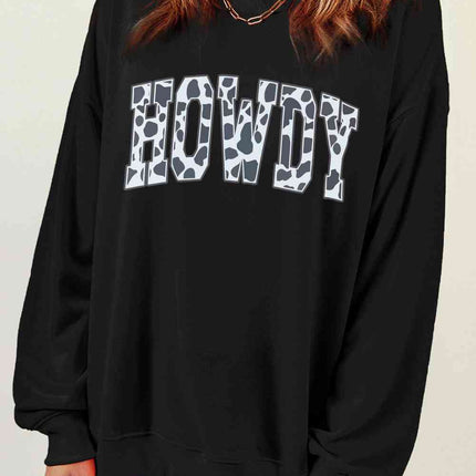 Round Neck Long Sleeve Howdy Graphic Sweatshirt - Vickie Lynn's