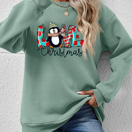 LIVE CHRISTMAS Drop Shoulder Round Neck Sweatshirt