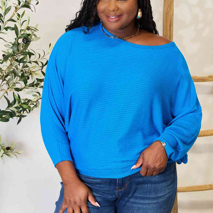 Zenana Full Size Round Neck Batwing Sleeve Blouse