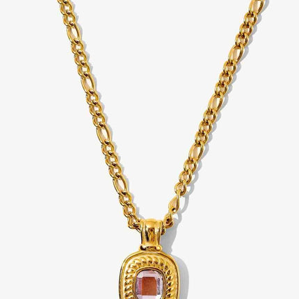 18K Gold Plated Inlaid Rhinestone Pendant Necklace