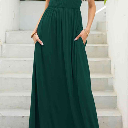 Round Neck Maxi Tee Dress with Pockets