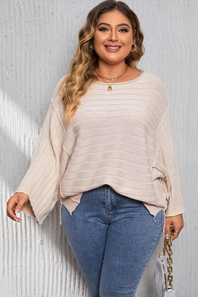 Plus Size Round Neck Exposed Seam T-Shirt