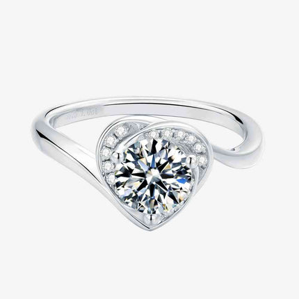 1 Carat Moissanite 925 Sterling Silver Heart Ring