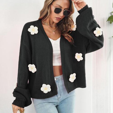 Floral Open Front Long Sleeve Cardigan