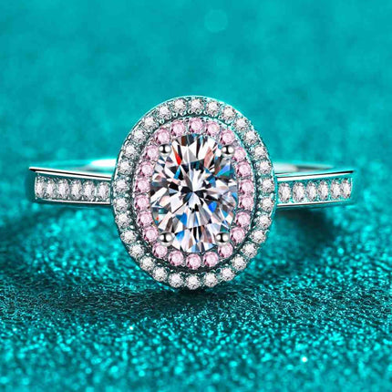 1 Carat Moissanite 925 Sterling Silver Halo Ring