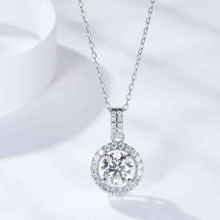2 Carat Moissanite Round Pendant Necklace