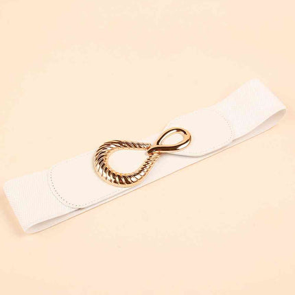 Ribbed Alloy Buckle Elastic Belt