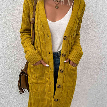 Cable-Knit Button Down Cardigan with Pockets