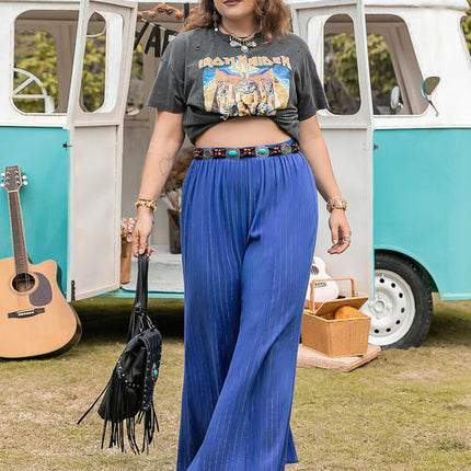 Plus Size Striped Wide-Leg Pants