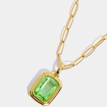 Zircon 18K Gold-Plated Geometrical Shape Pendant Necklace